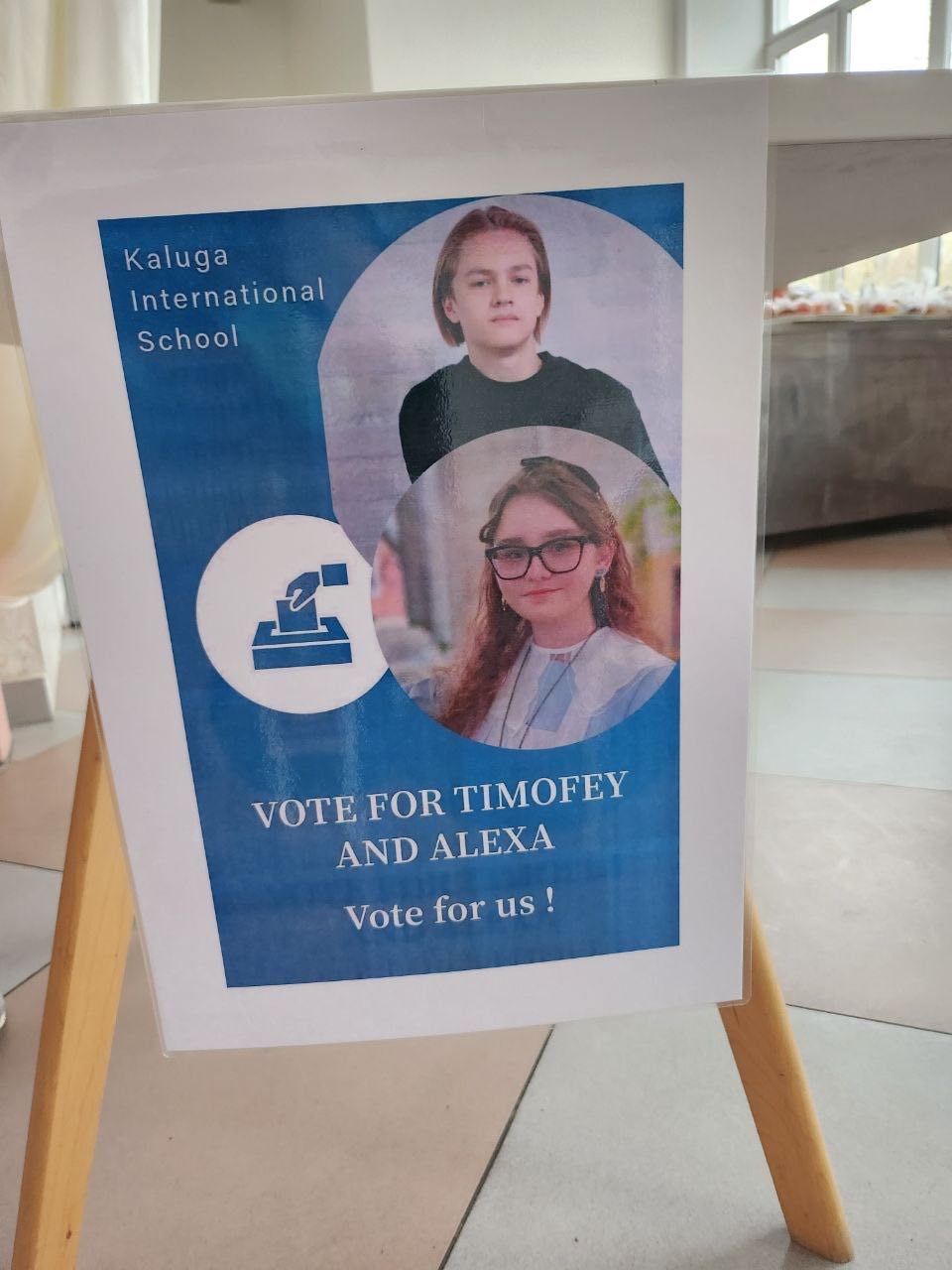 “Vote for Timofey and Alexa” poster